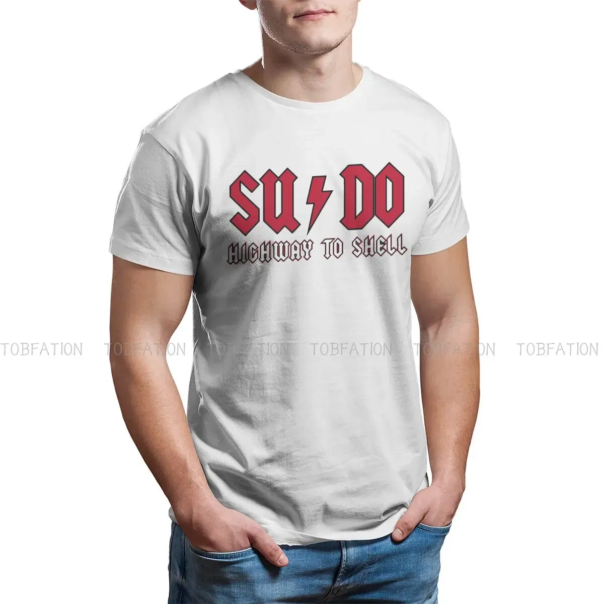 Color: WHITE, Size: XXL - Highway to Shell Hip Hop TShirt Linux Operating System Tux Penguin Style Tops Leisure T Shirt Men Tee SpecialPolyester