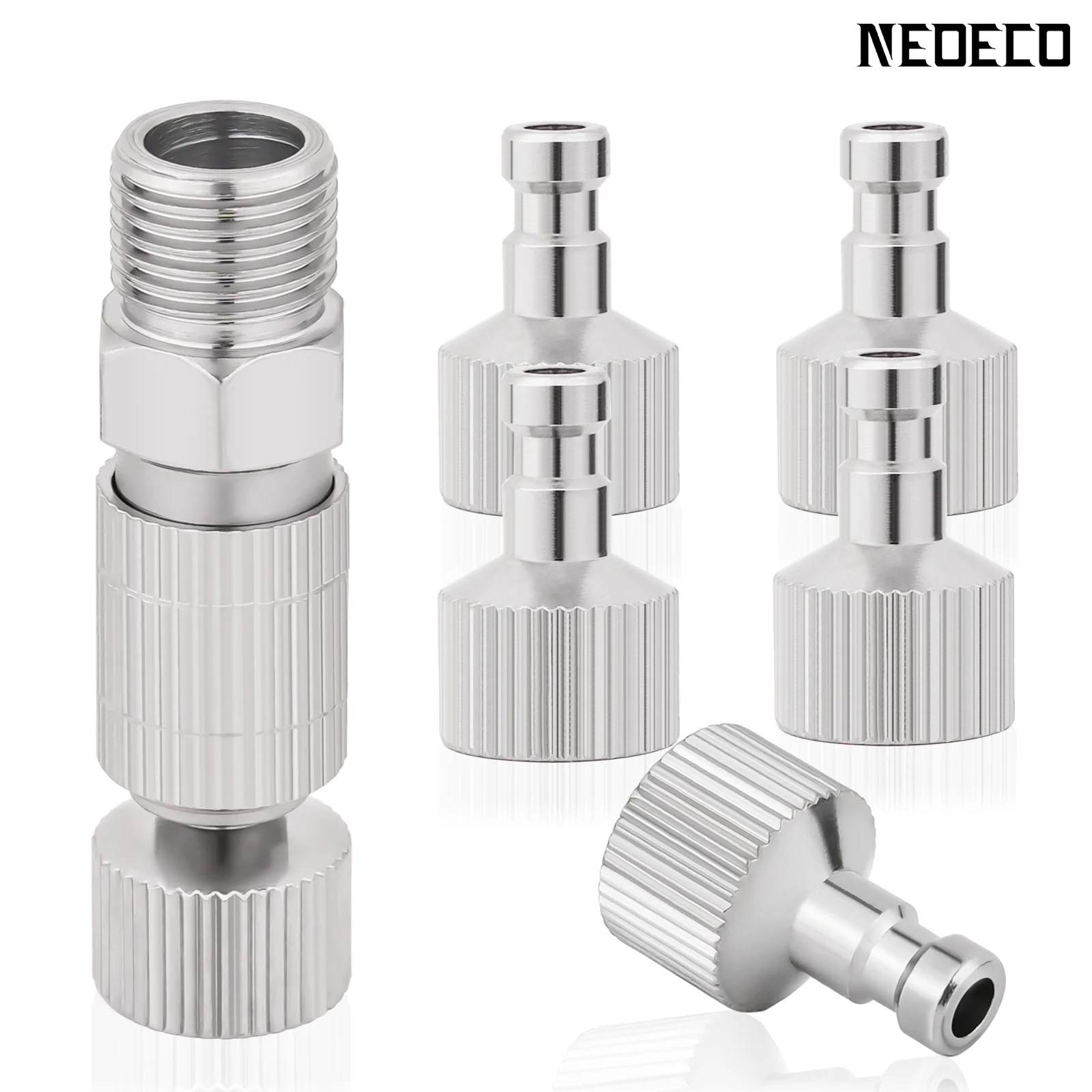 Color: Silver - Airbrush Quick Disconnect Coupler Release Fitting Plug, 6pcs 1/8 in BSP Male and Female Connections Adapter Air Brush Accessory