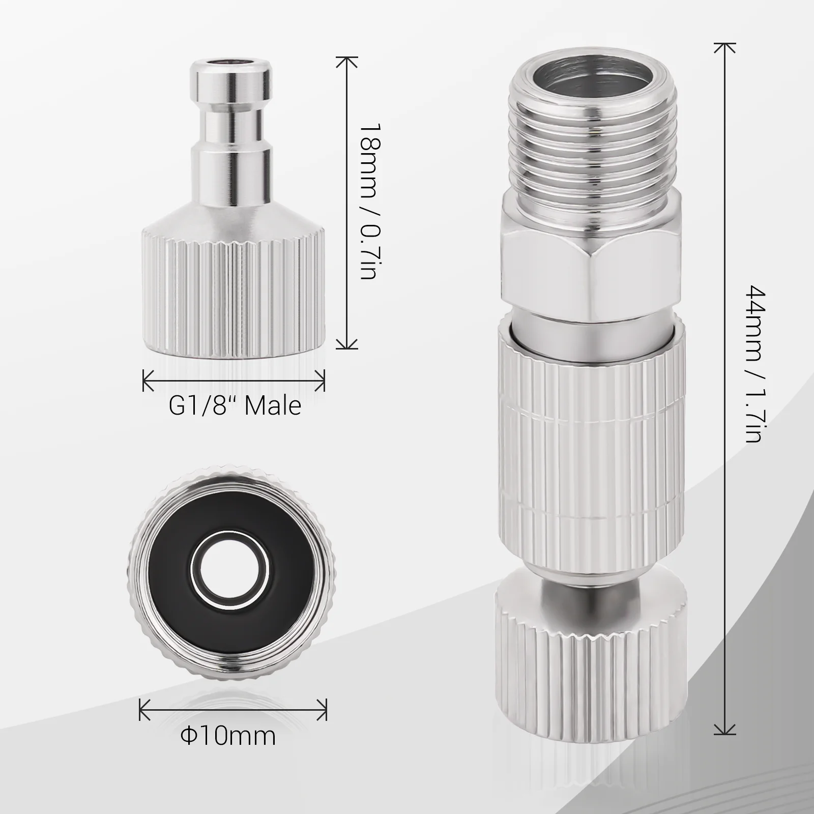 Color: Silver - Airbrush Quick Disconnect Coupler Release Fitting Plug, 6pcs 1/8 in BSP Male and Female Connections Adapter Air Brush Accessory