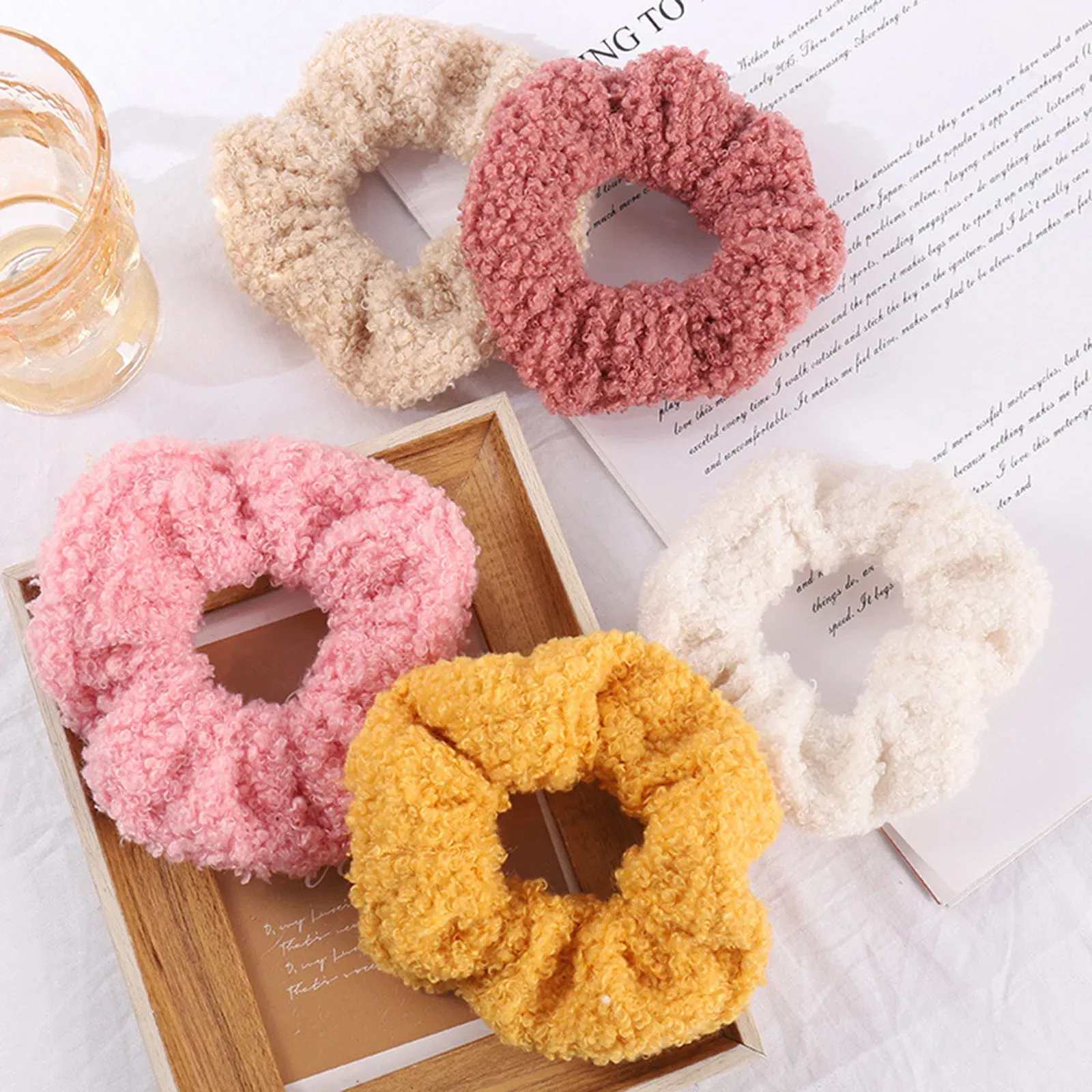 Color: Silver - Fabric Hair Ties Band Cute And Sweet French Large Intestine Circle Ponytail Hair Circle BB Clip Hair Accessory Head Bands