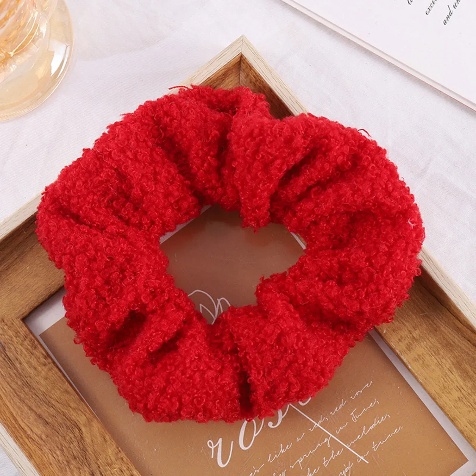 Color: Silver - Fabric Hair Ties Band Cute And Sweet French Large Intestine Circle Ponytail Hair Circle BB Clip Hair Accessory Head Bands