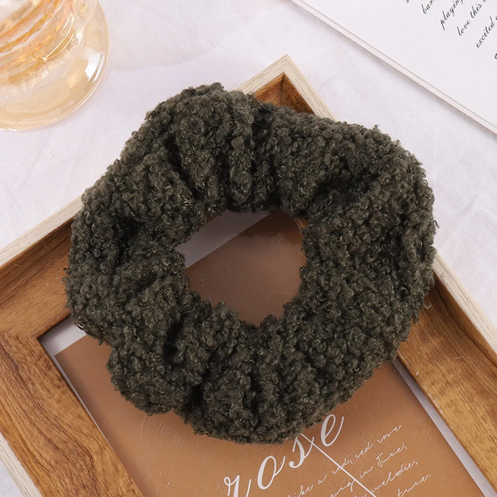 Color: Silver - Fabric Hair Ties Band Cute And Sweet French Large Intestine Circle Ponytail Hair Circle BB Clip Hair Accessory Head Bands