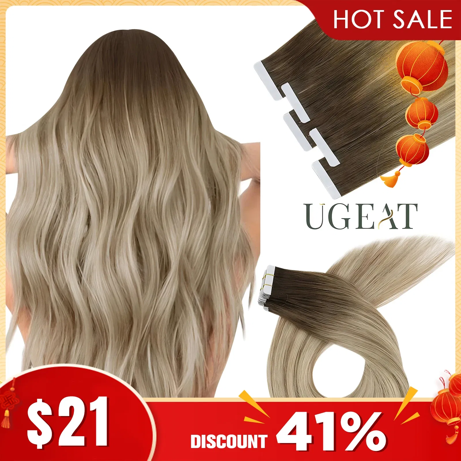 Color: P4/6/27, Items per Package: 10 pcs, Length: 24 Inches, Life Span: 12 months - [Last 12 Months] Ugeat Tape in Hair Extensions Virgin Human Hair 10A Grade Tape in Extensions  Human Hair