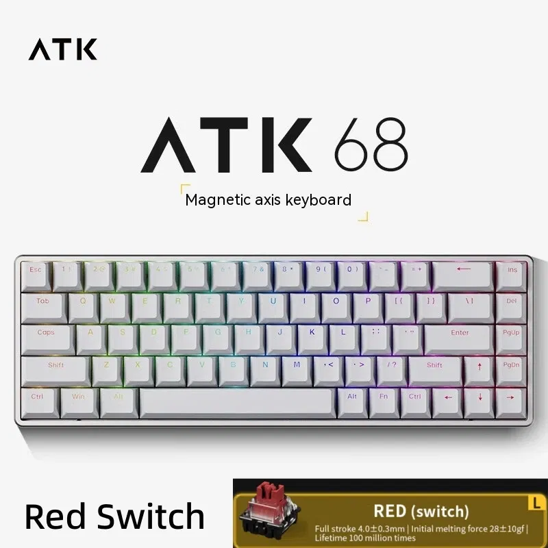 Color: Navy Blue, Axis Body: BLACK SWITCH, Ships From: CHINA - ATK ATK68 Keyboard Magnetic Switch Gaming Keyboard SMART SPEED X Quick Trigger Aluminum Alloy Mechanical Keyboard RGB PC Gamer