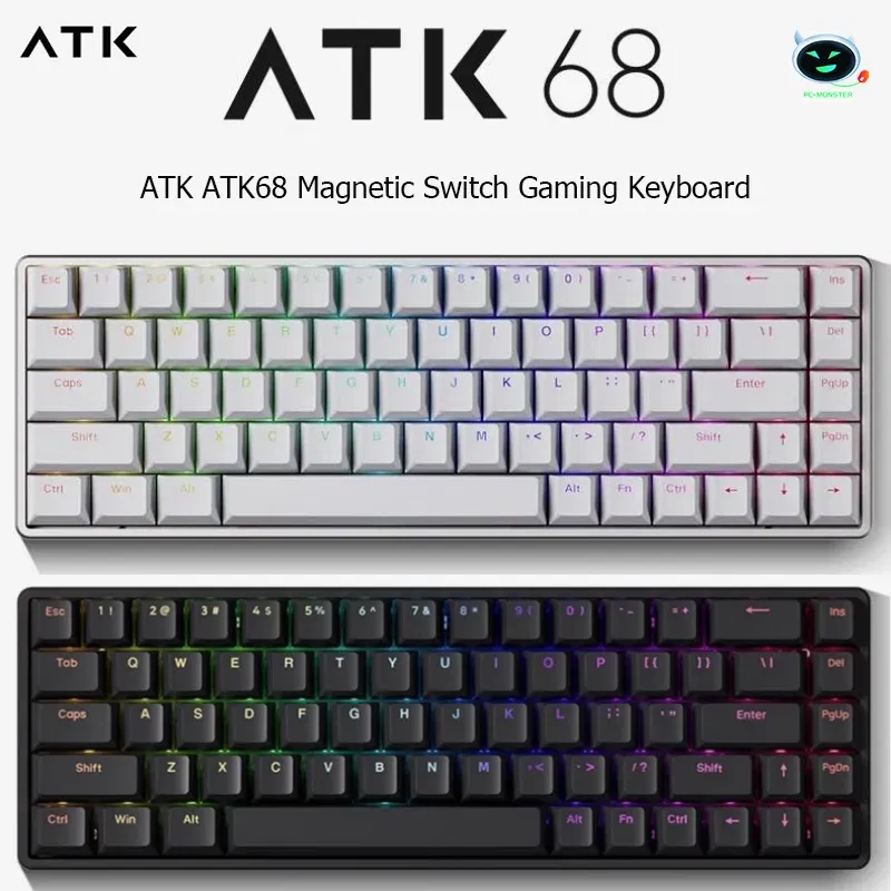 Color: Navy Blue, Axis Body: BLACK SWITCH, Ships From: CHINA - ATK ATK68 Keyboard Magnetic Switch Gaming Keyboard SMART SPEED X Quick Trigger Aluminum Alloy Mechanical Keyboard RGB PC Gamer