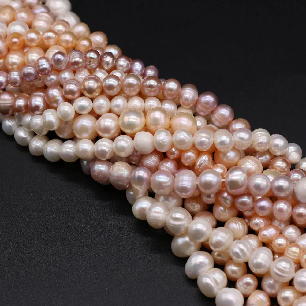 Color: Light Pink, Item Diameter: other - Natural Freshwater Real Pearl Beads White Fine pearls Punch Loose Beads for DIY Women Elegant Bracelet Necklace Jewelry Making