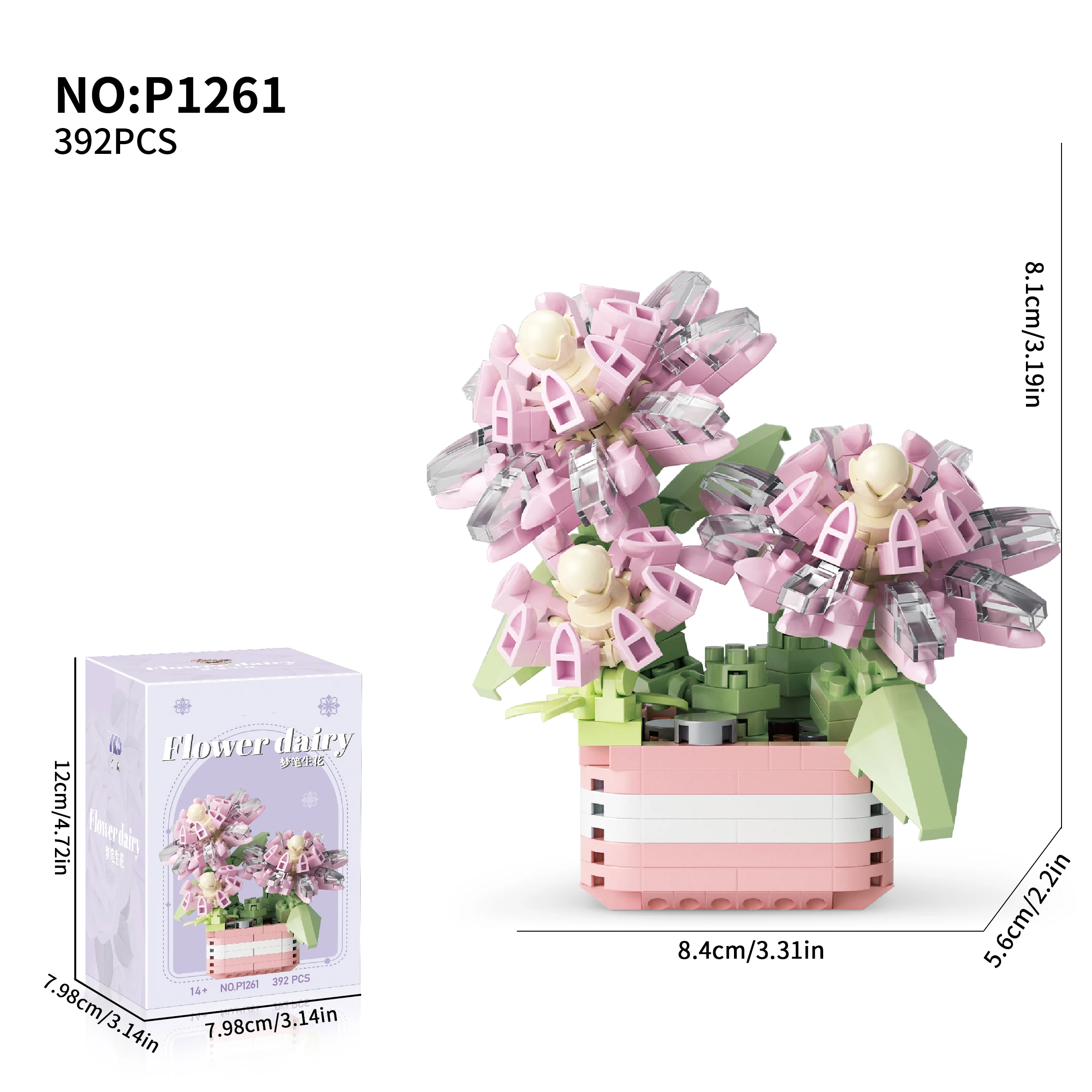 Color: WHITE - Flowers Plants Bonsai Building Blocks Succulent Potted Assembly Bricks Model Desktop Decoration Girl Toys Kids Holiday Gifts