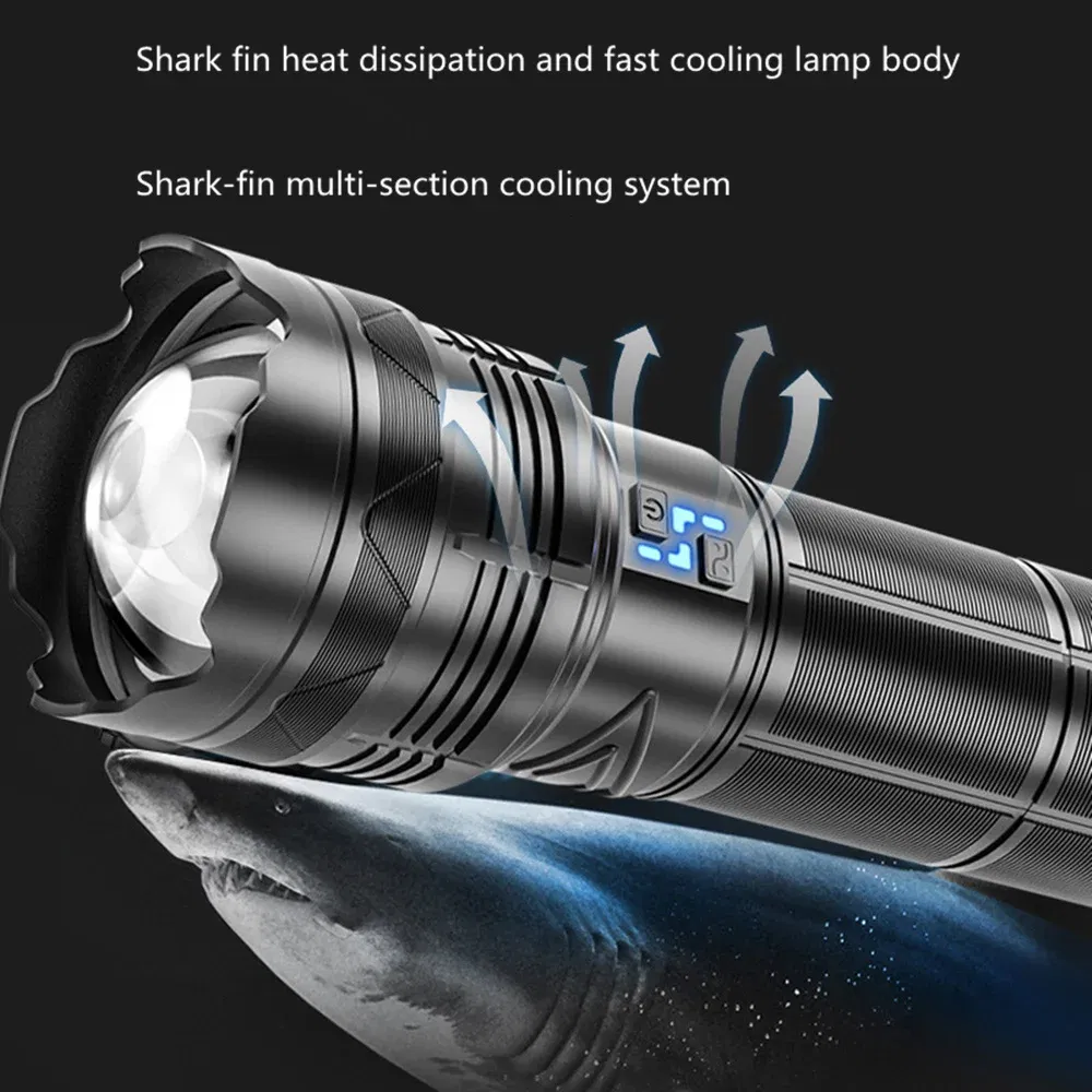 Emitting Color: changeable - High Power Tactical Rechargeable led flashlight long range very powerful Lantern 100W usb charging lamp Torch with indicator