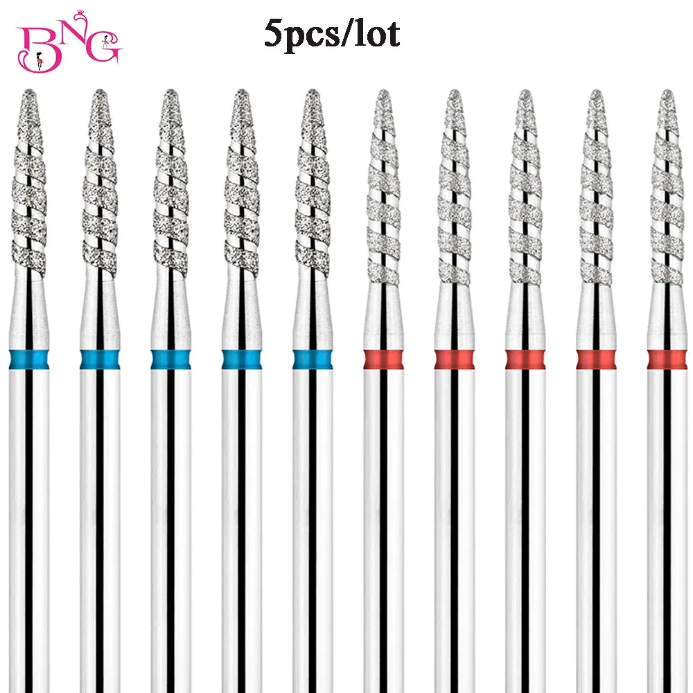 Color: plum - 5Pcs/lot Diamond Nail Bits Tornado Flame Cuticle Drill Bit Pro Russian Electric File Bits for Nail Manicure and Pedicure 3/32''
