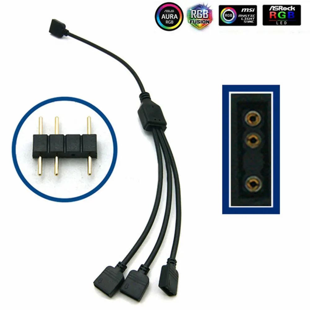 Color: WHITE, Ships From: CHINA - Angitu 3pin/4Pin RGB ARGB SYNC 1 to 1/2/3/4/5 Fan LED Stripe Extension Cable Motherboard Light Control Hub For M/B ASUS GIGABYTE