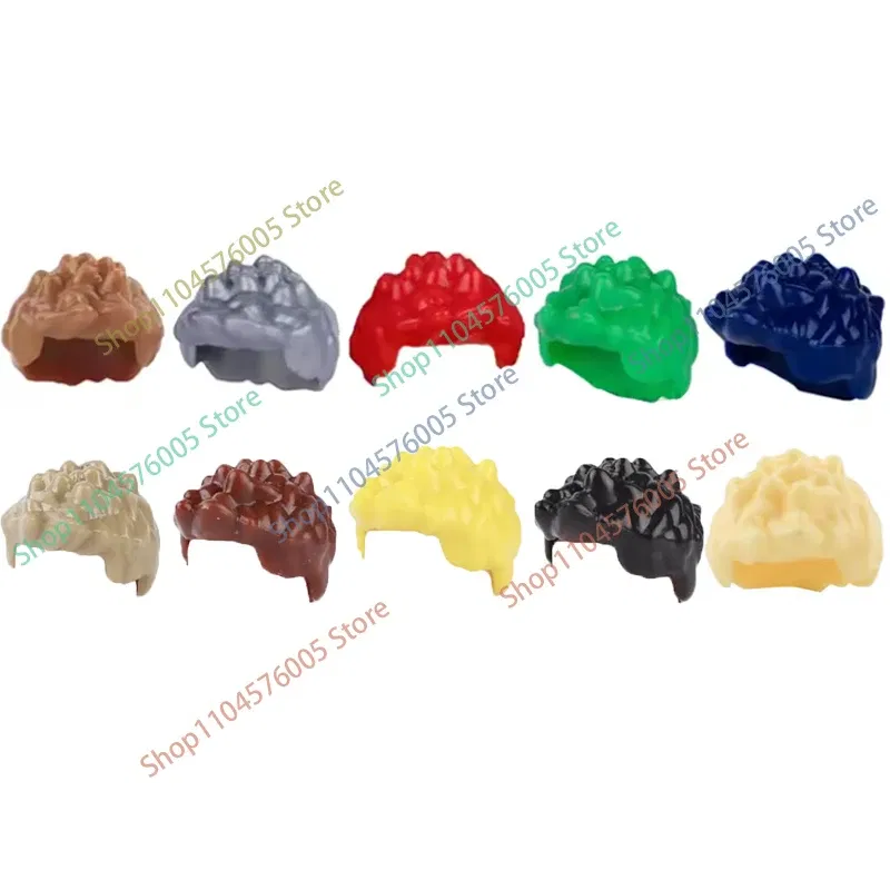 Color: Light Grey - MOC Brown Hair Building Blocks City Figures Body Creative Accessory Blond Gold White Parts DIY Hats Mini Bricks Assemble Toy S04