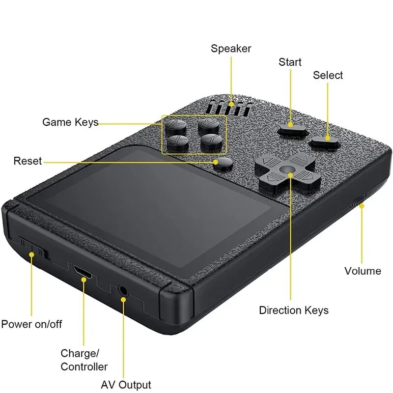 Color: Red - 400 IN 1 Retro Video Game Console 2.8inch Handheld Pocket Game Console Mini Handheld Player for Kids Christmas Gift
