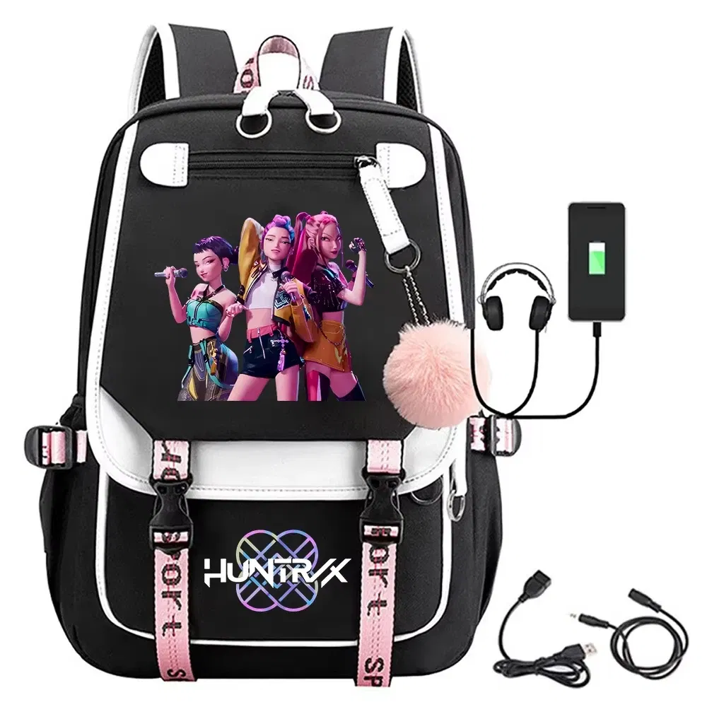 Color: Brown - KPop Demon Hunters Saja Boys Backpacks Teenagers Backpacks Hip Hop Gothic Schoolbag Backpacks