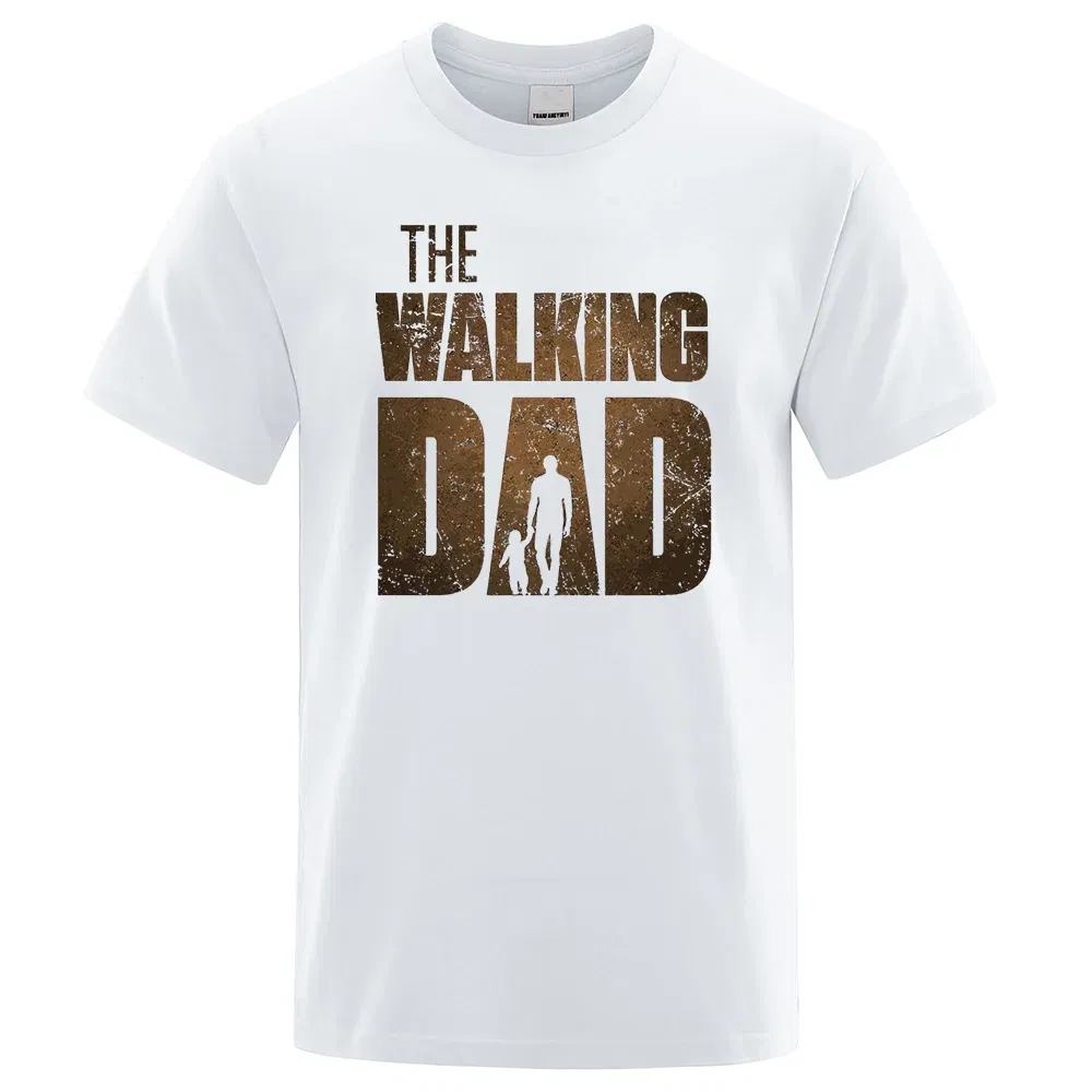 Color: Yellow, Size: XXXL - The Walking Dad Funny Street Printed T-Shirts Men Fashion Summer Tshirt Loose Oversized Cotton Short Sleeves Casual Hip Hop Tees