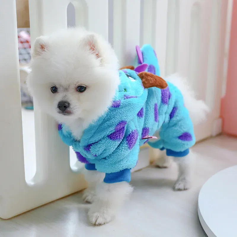 Color: Blue, Size: XL - PETCIRCLE Dog Clothes Puppy Bubble Dragon Transformation Thicken Jacket Fit Dog Cat Winter Pet Cute Costume Warm Hoodie Dog Coat