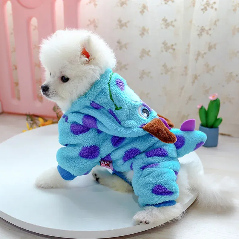 Color: Blue, Size: XL - PETCIRCLE Dog Clothes Puppy Bubble Dragon Transformation Thicken Jacket Fit Dog Cat Winter Pet Cute Costume Warm Hoodie Dog Coat