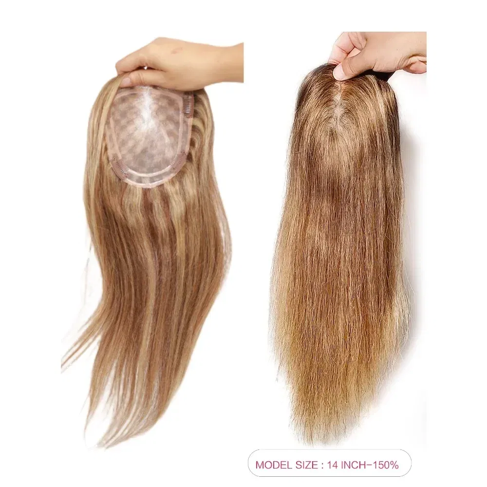 Toupee Color: 4R#, Toupee Size: 5x5, Toupee Design: free, Toupee Density: 120%, Length: 14 inches - 5.5X6inch Mono Base Brazilian Remy Human Hair Topper 12"-18" Double Pu Around Thick Invisible Mono Topper for Women Hairpieces