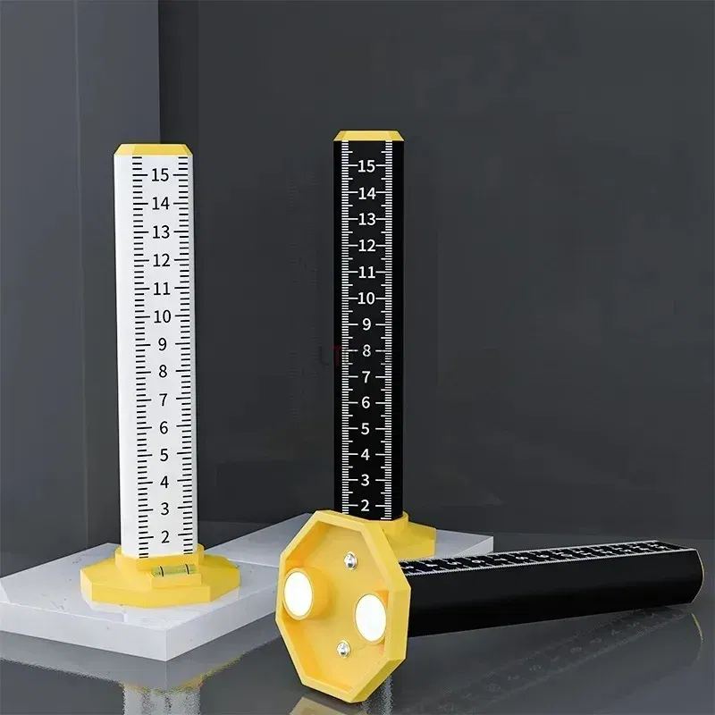 Color: Light Yellow - Light Steel Keel Suspended Ceiling Leveling Special Ruler Equal Height Level Ruler Dual Purpose Magnetic Wall Past Tile Lay Tool