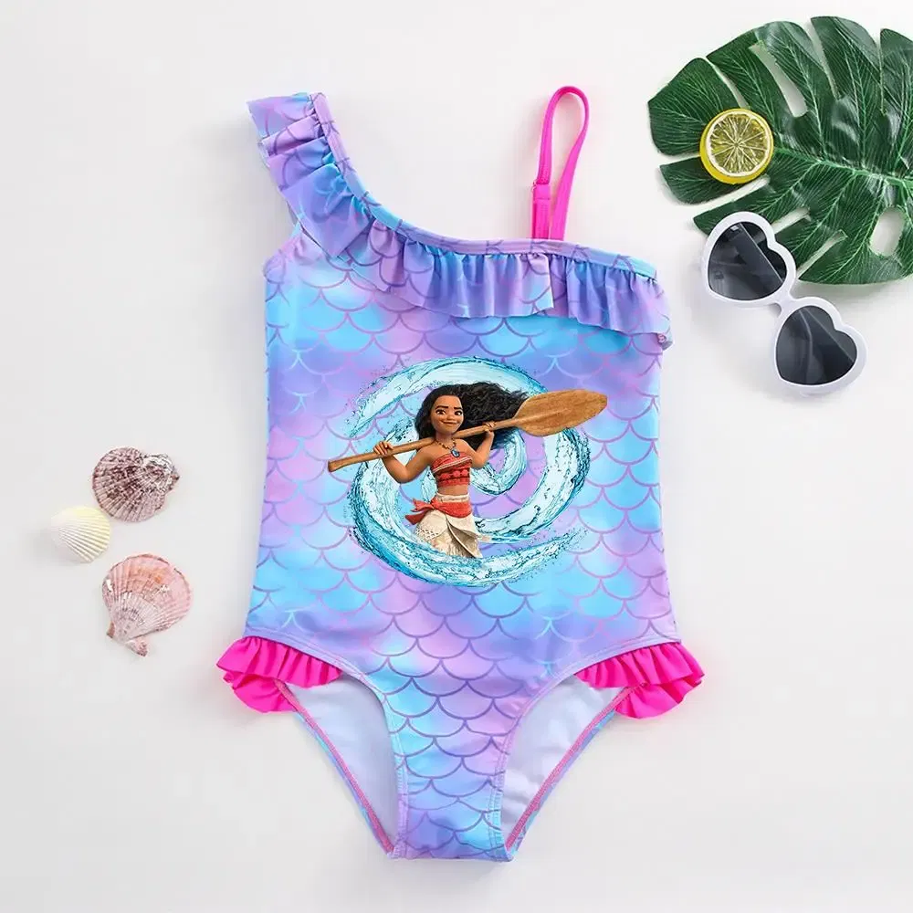 Color: green, Kid Size: 3M - Moana Baby Girl Mermaid Fish Scale Print Swimsuit One-Piece Swimwear Toddler Bathing Suit Beach Outfit