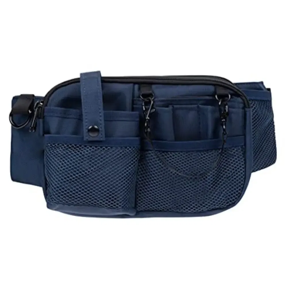 Color: Blue - Adjustable Nurse Fanny Pack Portable Large Capacity Polyester Nurse Pouch Waist Bag Multi Compartment Pocket Belt Organizer
