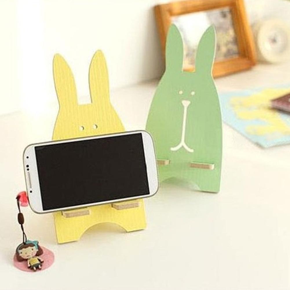 Color: Pink - Portable Wood Mobile Phone Cellphone Holder Desktop Mount Stand Bracket Rack Mobile Phone Accessories 2021