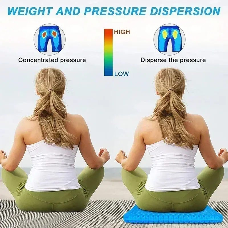 Color: Yellow - Gel Seat Cushion Double Thick Egg Gel Summer Cushion for Pressure Relief Breathable Chair Pad Car Seat Office Chair Soft Cushion