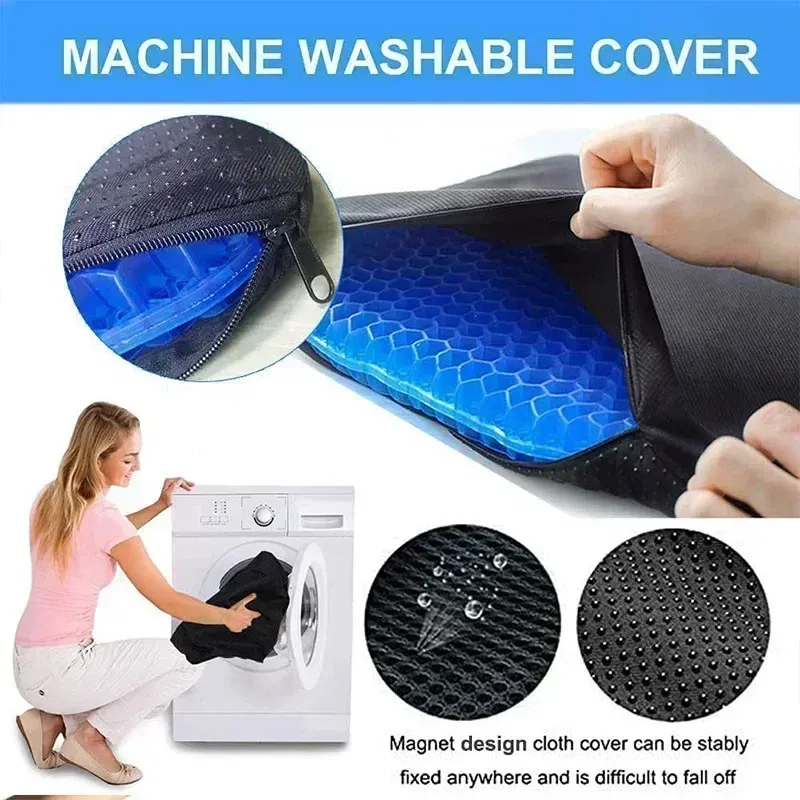 Color: Yellow - Gel Seat Cushion Double Thick Egg Gel Summer Cushion for Pressure Relief Breathable Chair Pad Car Seat Office Chair Soft Cushion