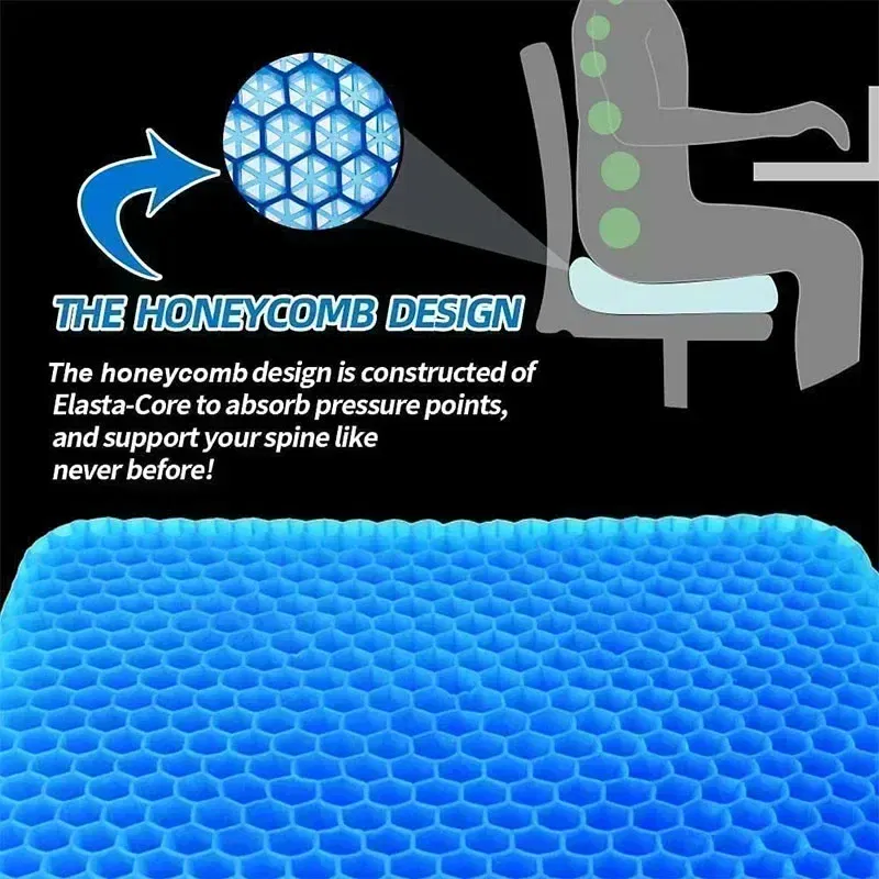 Color: Yellow - Gel Seat Cushion Double Thick Egg Gel Summer Cushion for Pressure Relief Breathable Chair Pad Car Seat Office Chair Soft Cushion