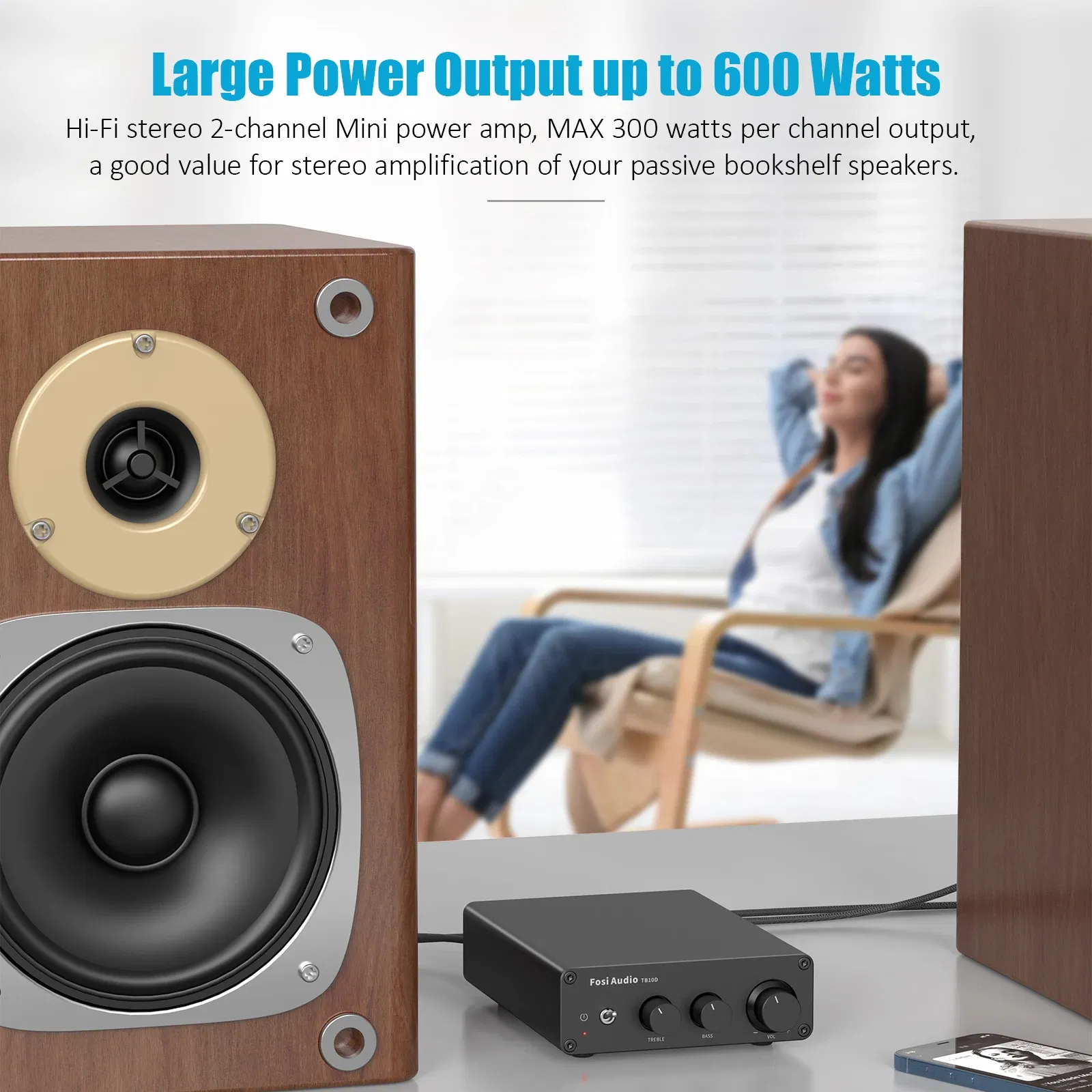 Color: transparent, Ships From: CHINA - Fosi Audio 300Wx2 HiFi Sound Power Amplifier Upgrade New TPA3255 Class D Stereo Amp With Treble Bass For Home Speaker