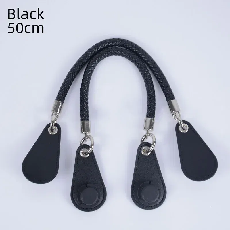 Color: Beige, Ships From: CHINA - New 1 pair Obag PU Woven braided leather Rope Handles straps round handlefor O Bag accessoires