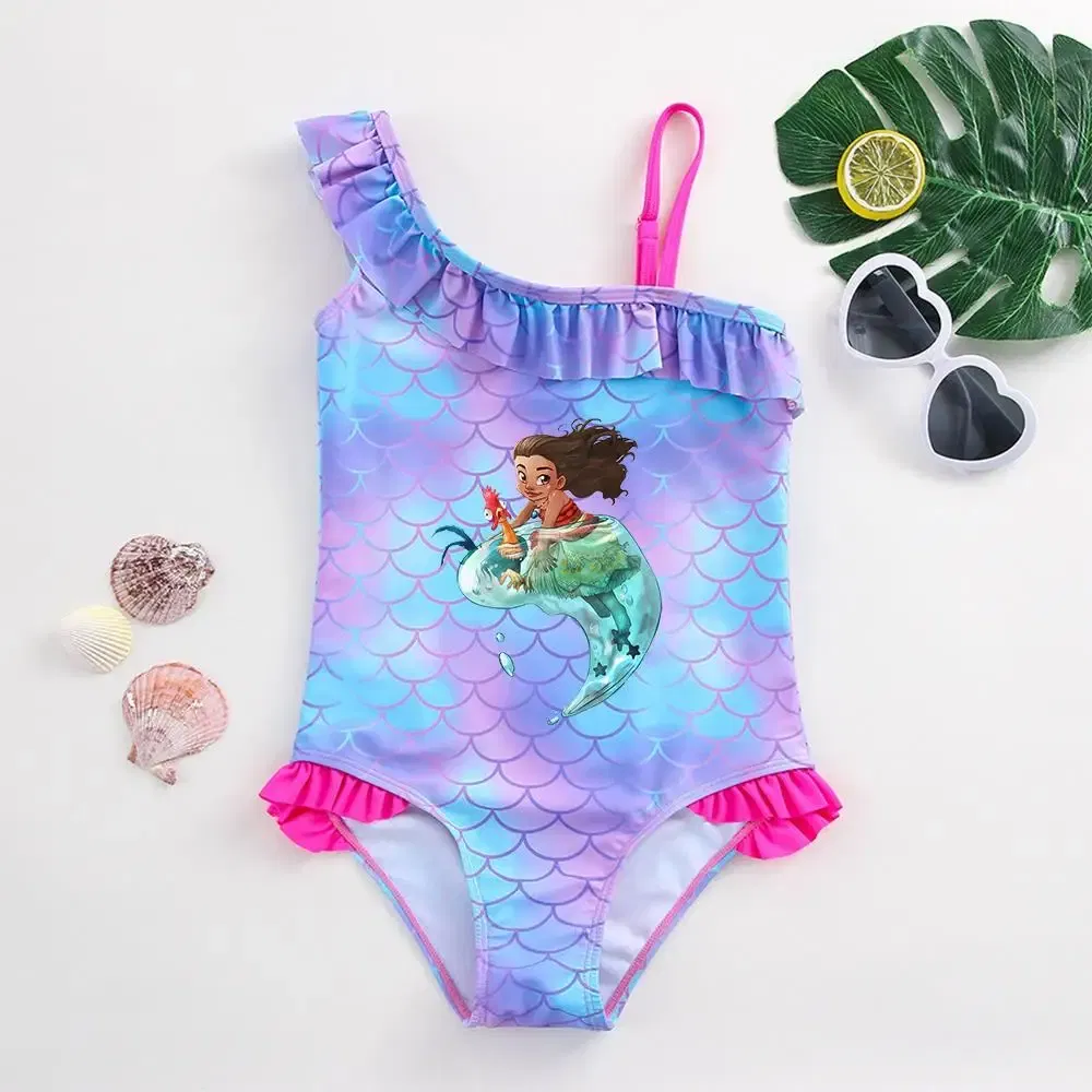 Color: Pink, Kid Size: 6M - Moana Baby Girl Mermaid Fish Scale Print Swimsuit One-Piece Swimwear Toddler Bathing Suit Beach Outfit
