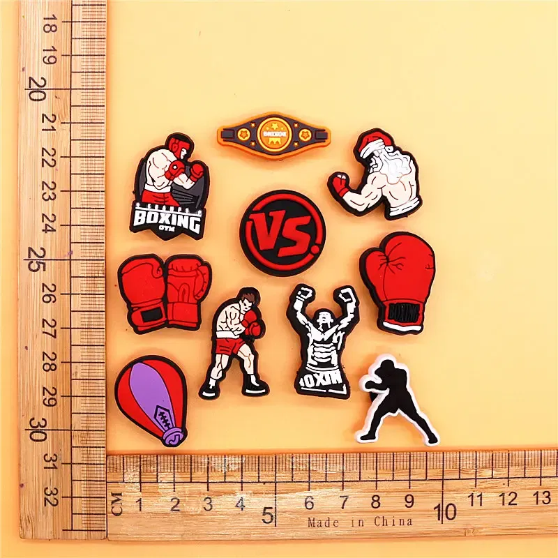 Color: GRAY, Ships From: CHINA - 1Pcs Boxing Champion Style Sandals Shoe Charms Accessories PVC MMA VS One Clogs Pins Badges Shoe Clips Buckle Fit Kids
