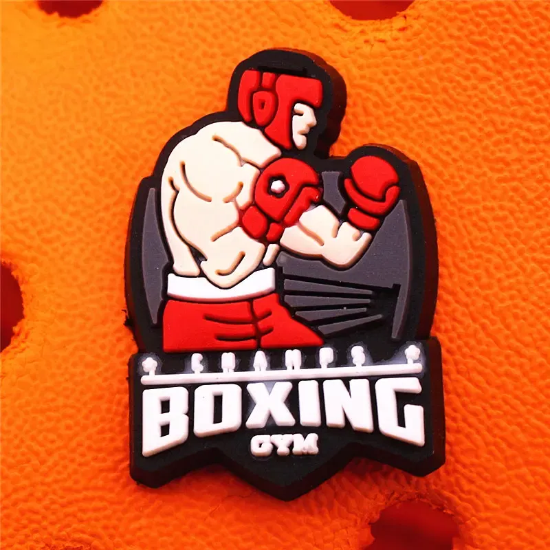 Color: GRAY, Ships From: CHINA - 1Pcs Boxing Champion Style Sandals Shoe Charms Accessories PVC MMA VS One Clogs Pins Badges Shoe Clips Buckle Fit Kids