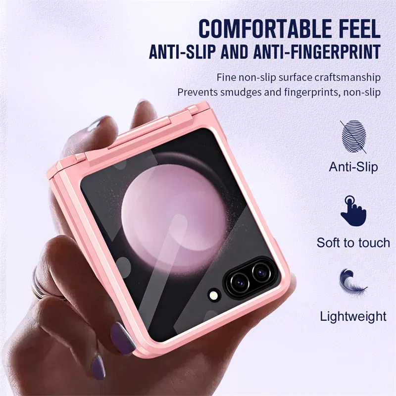 Color: Gold, Material: ABS - For Samsung Galaxy Z Flip 6 5 Flip5 Case Luxury Matte With Mirror Film Folding Hinge Shockproof Protection Hard Cover accessory
