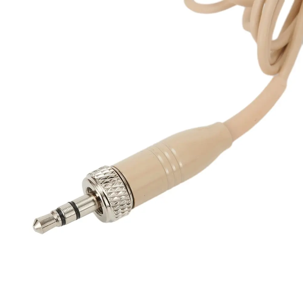 Color: Gold, Ships From: CHINA - Beige Headworn Microphone with Smooth Steel Ear Hang Perfect for Houses of Worship and Minimum Visibility Applications