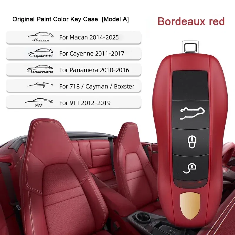 Color Name: grey - For Porsche Cayenne 9ya 9yb Panamera 971 911 Targe Taycan Macan 95b Cayman 718 Boxster 2014-2025 Car Remote Smart Key Case Cover