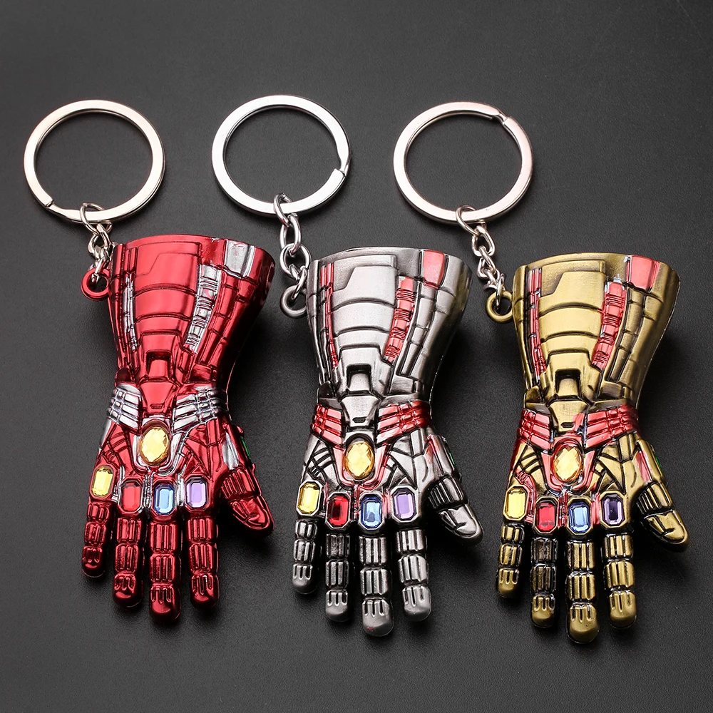 Color: WHITE, Ships From: CHINA - Avengers Thanos Infinity Gauntlet Keychain Disney Superhero Iron Man Infinity Gloves Keyrings Car Pendant Key Holder Accessories