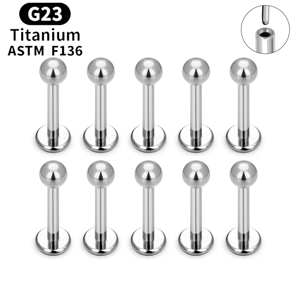 Metal color: Light Yellow Gold Color, Ships From: CHINA, Main Stone Color: MULTI - 10PCS ASTM F136 G23 Titanium Piercing Labret Lip Ring Stud Earring CZ Ear Tragus Cartilage Helix Daith Pierc Jewelry 16/18/20g