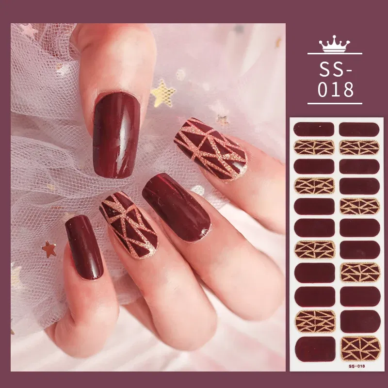 Color: VIOLET - 22 Tips Blue and White Shiny Speckles Nail Art Sticker Full Cover Nail Stickers Last Update Nail Wraps Lot Sticker for Nails