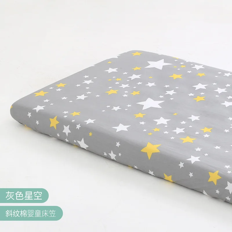 Color: WHITE - 130cm * 70cm Cotton Crib Top Baby Bed Cover Child Infant Newborn Mattress Cover Twill Cotton Bedding