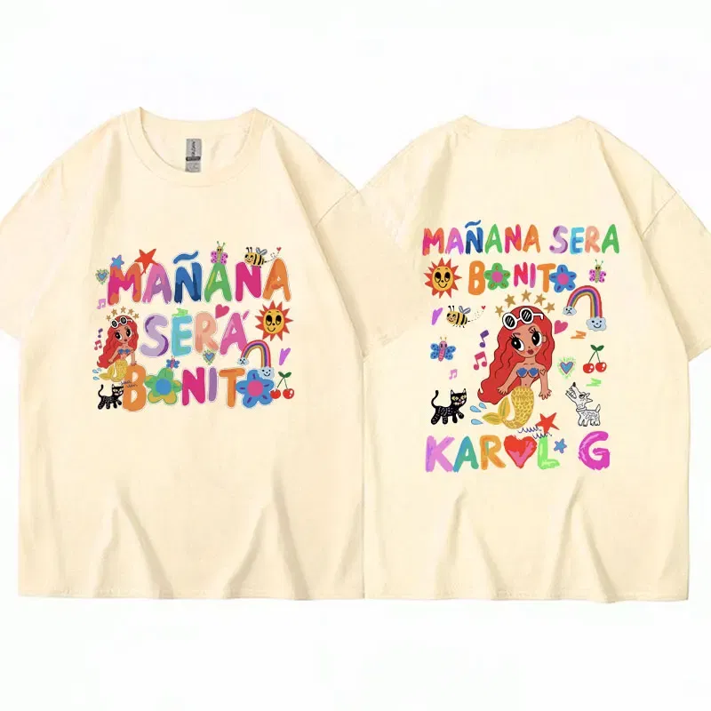 Color: GRAY, Size: XXL - Limted Karol G Manana Sera Bonito T Shirts Fashion Harajuku Hip Hop T-Shirt Unisex Casual Breathable Cotton Oversized Tee Shirt