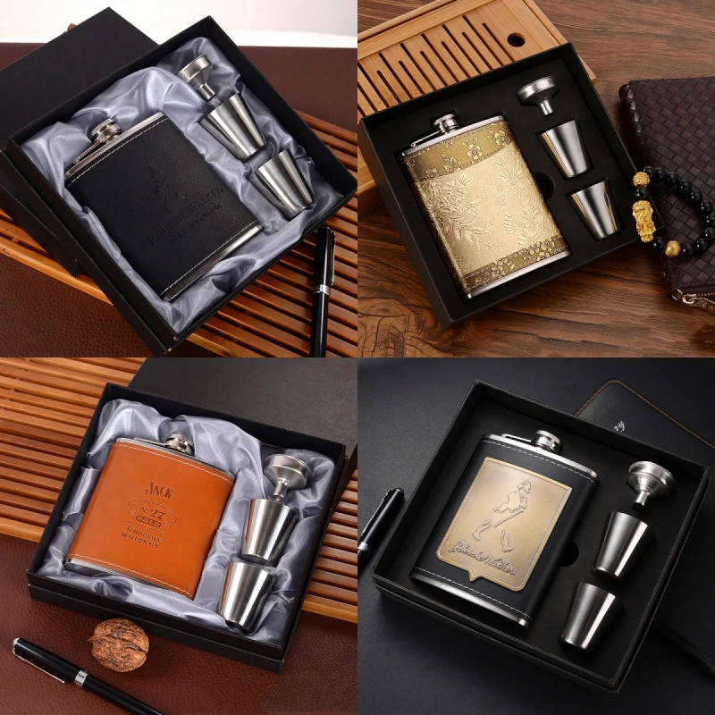 Color: Brown - 7oz/8oz Portable Pocket Hip Flask Outdoor Travel Stainless Steel Flask Whiskey Drink Alcohol Flasks 8oz Steel Hip Flask Flagon