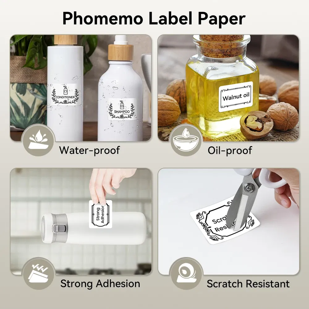 Color: pink - Phomemo Label Maker Paper M110 Label Adhesive Paper White Waterproof Thermal Sticker for M110 M221 M200 M220 Portable Printer