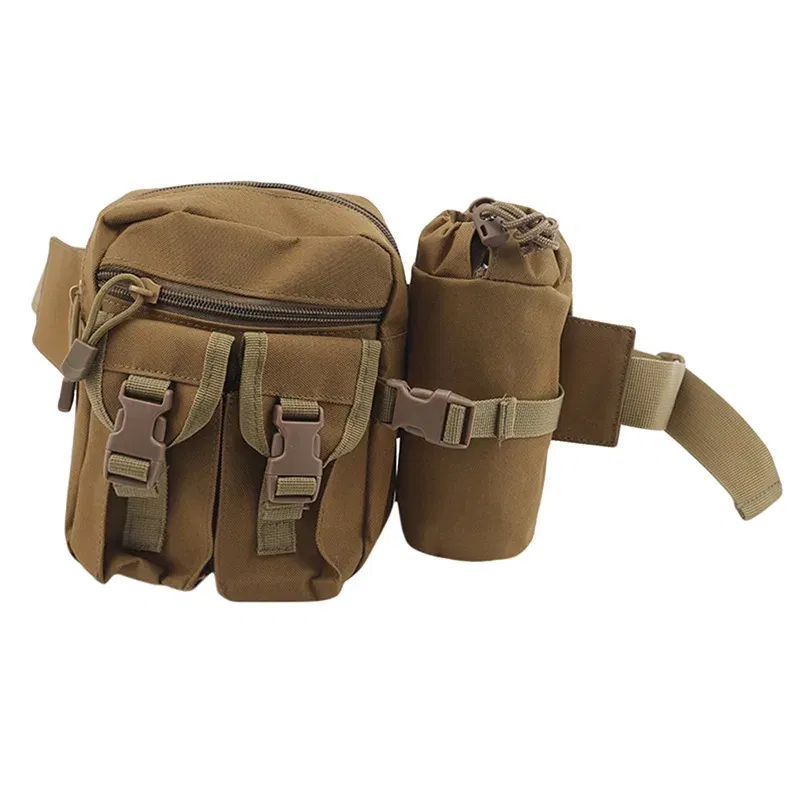 Color: black - Waterproof Nylon Fanny Pack Men Tactical Military Army Waist Bag Hiking Outdoor Camping Shoulder Bum Belt Bum Sport Chest Bags
