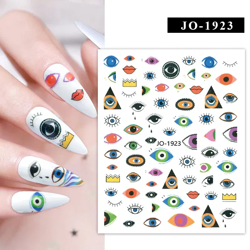 Color: mauve - 1Pc Christmas Stickers Santa Claus Snowflake Decals Catoon Image Muti- Pattern New Year Halloween Nail Art Stickers for Manicure