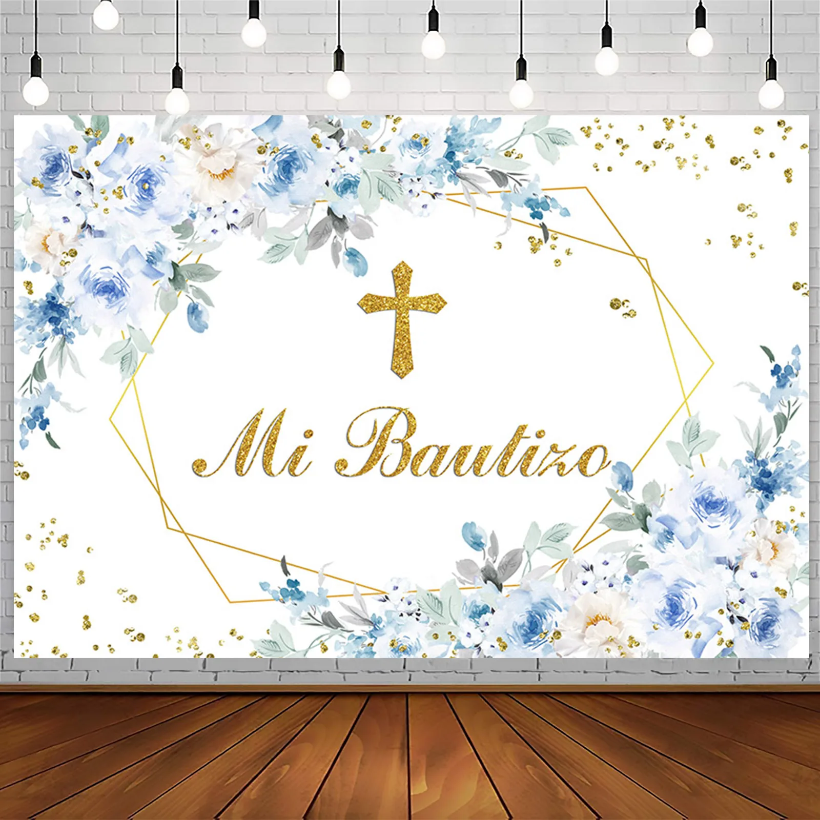 Color: Deep Sapphire, Ships From: CHINA - AIBIIN My Baptism Backdrop God Bless Boy First Holy Communion Blue Flower Party Decorations Christening Photography Background