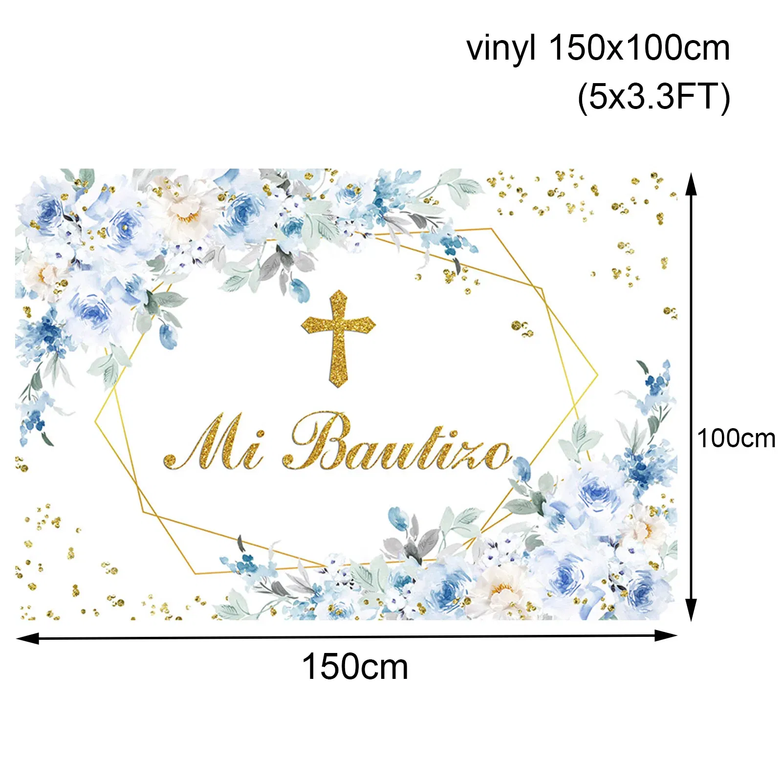Color: Deep Sapphire, Ships From: CHINA - AIBIIN My Baptism Backdrop God Bless Boy First Holy Communion Blue Flower Party Decorations Christening Photography Background