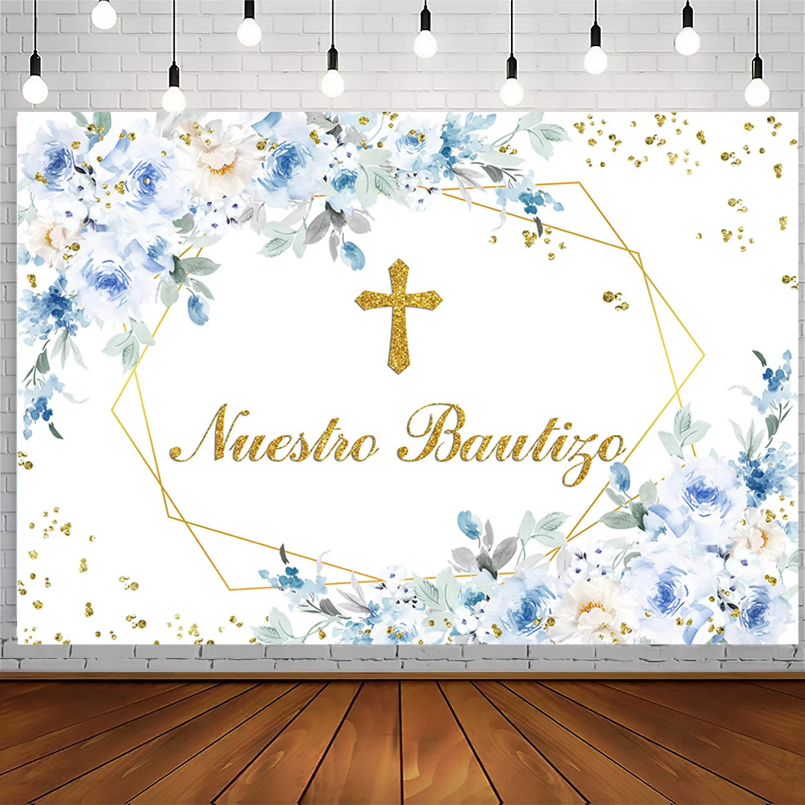 Color: Deep Sapphire, Ships From: CHINA - AIBIIN My Baptism Backdrop God Bless Boy First Holy Communion Blue Flower Party Decorations Christening Photography Background