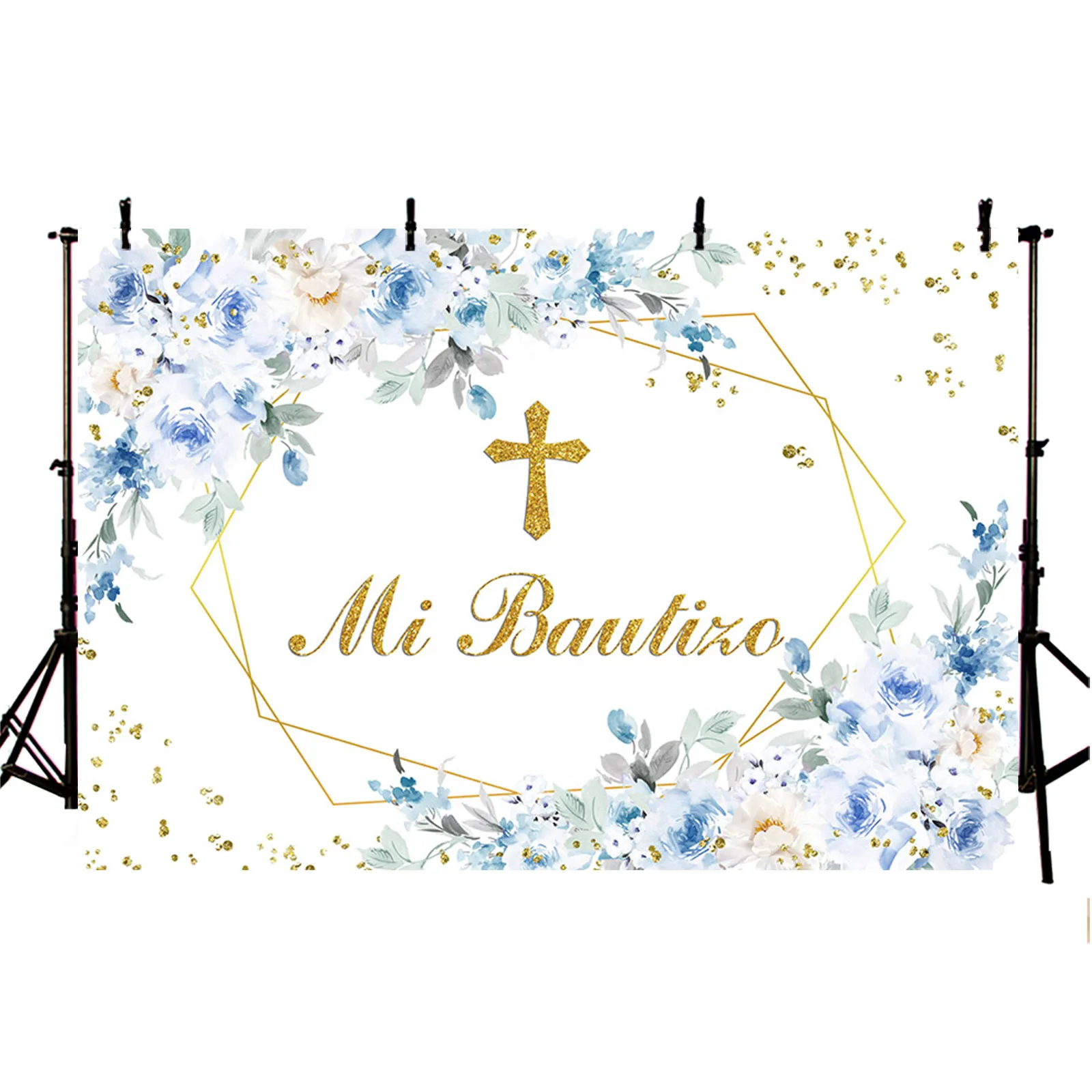 Color: Deep Sapphire, Ships From: CHINA - AIBIIN My Baptism Backdrop God Bless Boy First Holy Communion Blue Flower Party Decorations Christening Photography Background
