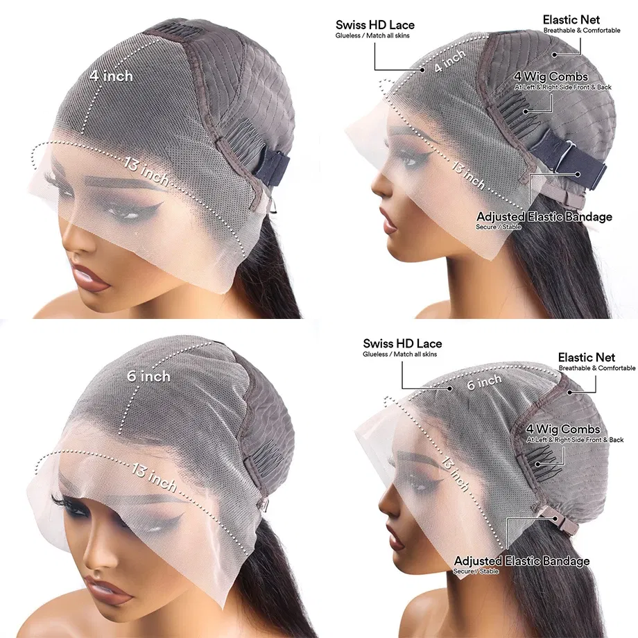 Color: #10, Ships From: CHINA, Stretched Length: 26inches, Density: 180% - Curly Human Hair Wigs For Women Water Wave Lace Front Wig 13x4 13x6 Lace Frontal Deep Wave Wig 100% Human Hair Hd Lace Wigs